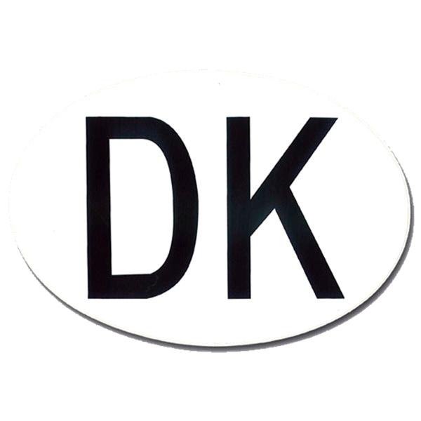 DK skilt i hvid stor 17 x 11,5 cm.
