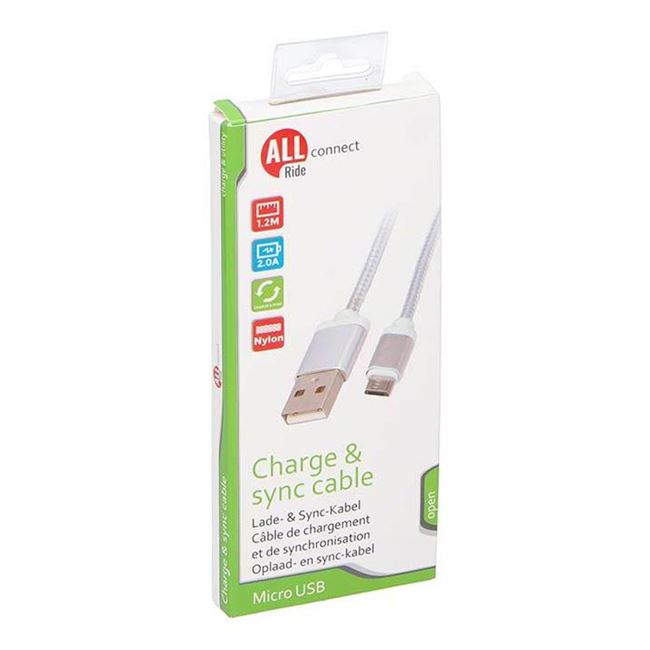 Ladekabel til USB Mikro i Nylon Alr